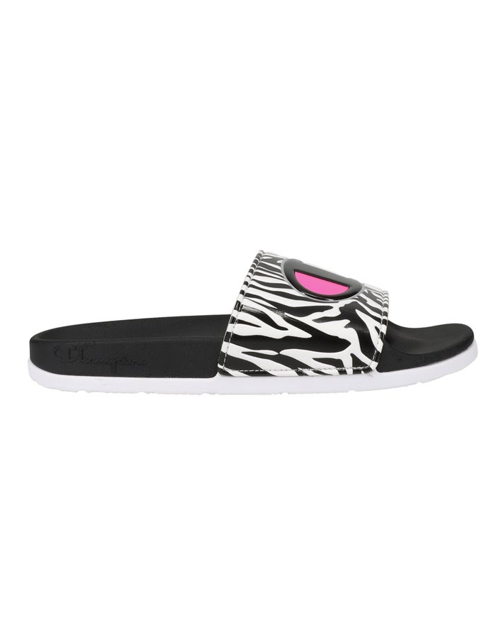 Champion Badslippers Dames - Zwart/Wit - Ipo Squish Wild ( 960834-IVW )